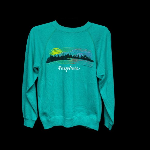 Vintage Teal Pennsylvania Crewneck Sweatshirt – Hanes Made in USA – Size L - Picture 1 of 3